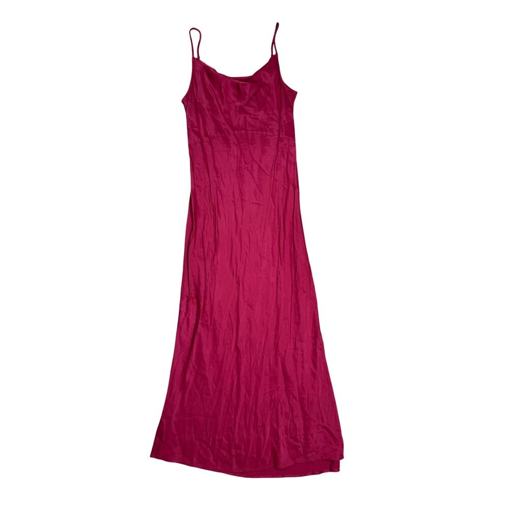 Anthropologie Fuchsia Pink Midi Slip Dress Size M Cowl Neck Wedding Guest Formal